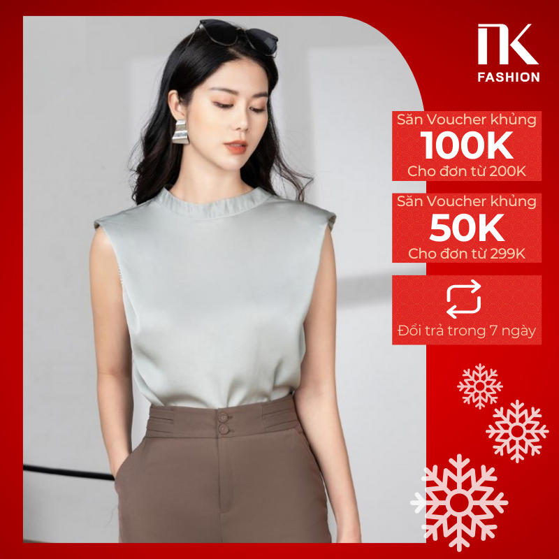 Áo sơ mi suông sát nách nữ nk fashion nksm2203010 chất liệu vải cao cấp, phong cách hiện đại, nữ tính