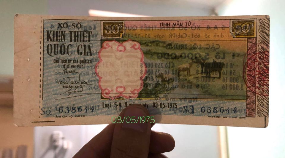 [CỰC KỲ HIẾM] Tờ vé số VNCH đã phát hành nhưng không được xổ 03//05/1975, sau ngày giải phóng