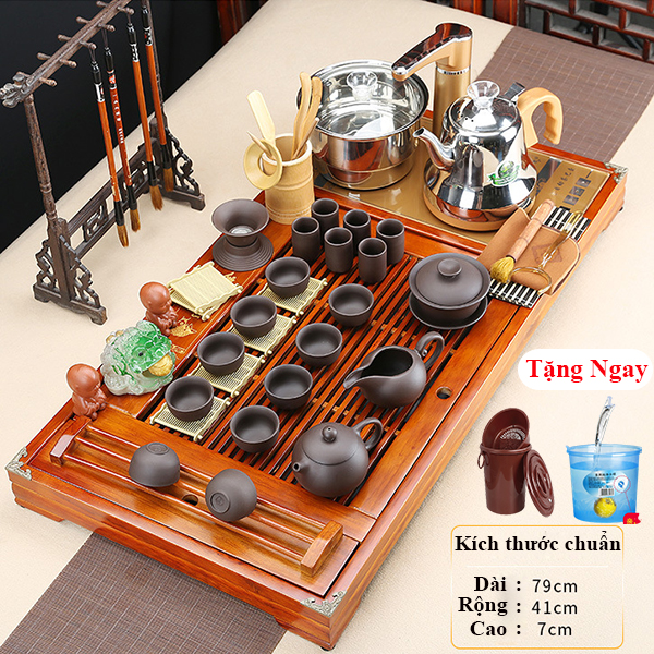 Bộ bàn trà điện thông minh Kungfu Song Ngư Vượng Tài tích hợp bếp điện đun