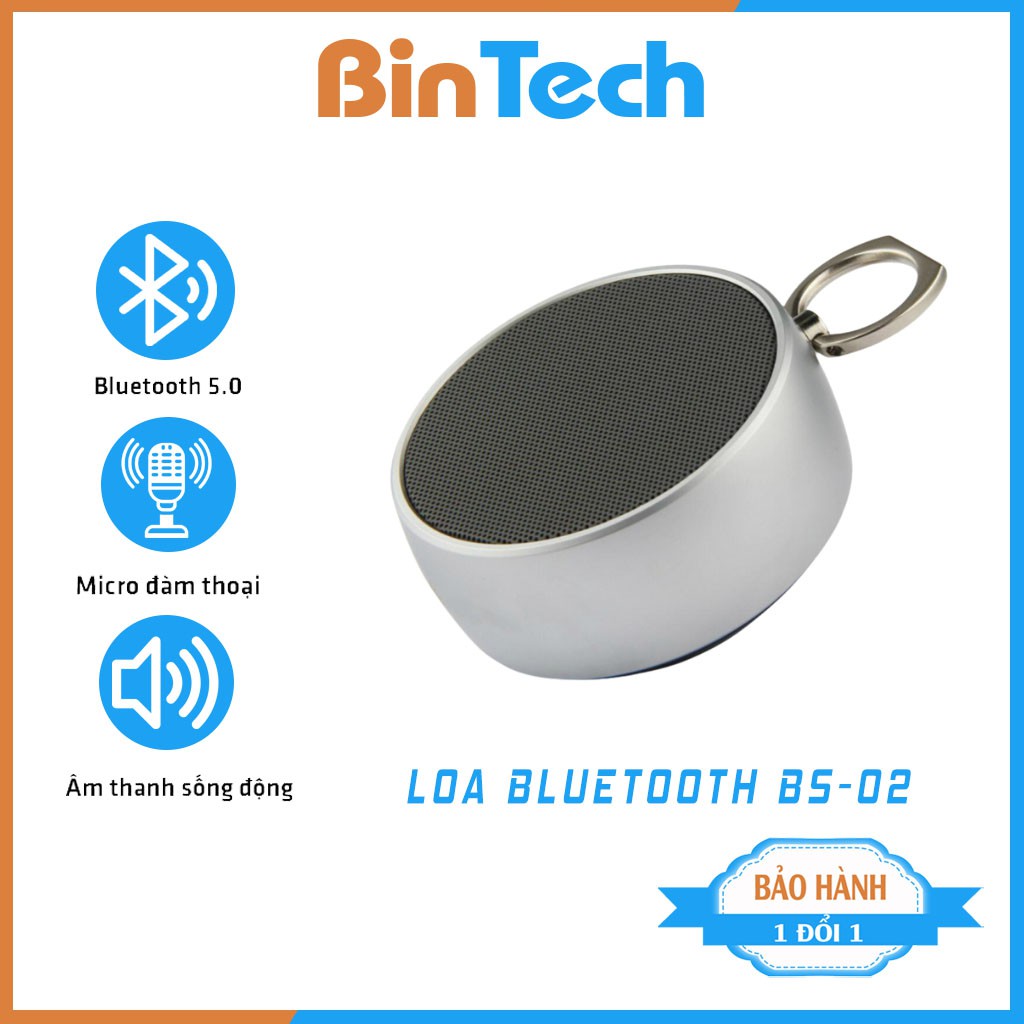 Loa Bluetooth Mini Bs02 Có Móc Treo Tiện Lợi Và Khe Cắm Thẻ Nhớ Cổng