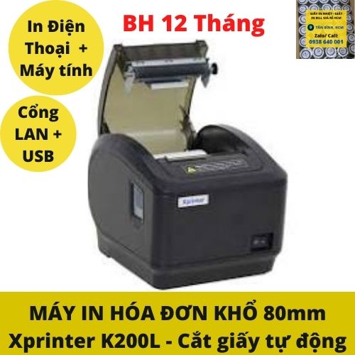 Máy in hóa đơn Sapo Xprinter XP-K200L  2 cổng USB + LAN