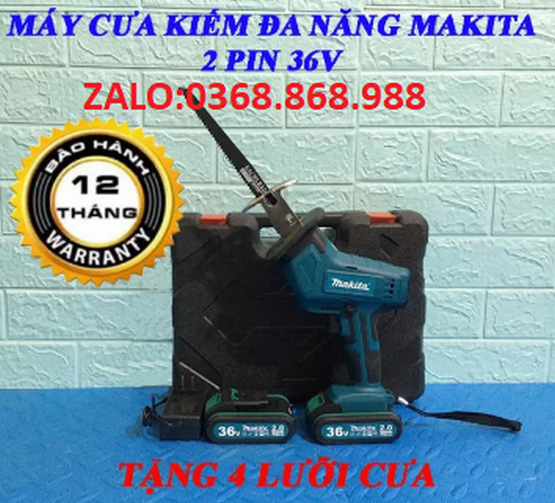 Máy cưa kiếm dùng pin makita công suất 1100w kèm 2 pin 36v tặng 4 lưỡi cưa