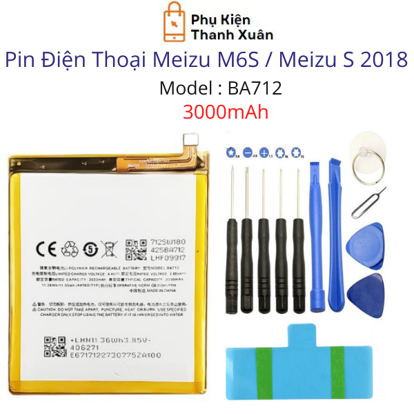 Pin meizu m6s / meizu s 2018 ba712 3000mah | hàng nhập khẩu | tặng kèm bộ tháo mở