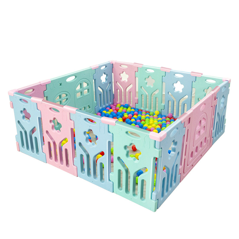 Quây cũi nhựa trẻ em 12+2 tấm ghép và cửa dành cho bé từ 1-5 tuổi, tấm nhựa chắc chắn có chốt khóa cửa an toàn cho bé - Quây nhựa, nhà bóng, nhà banh