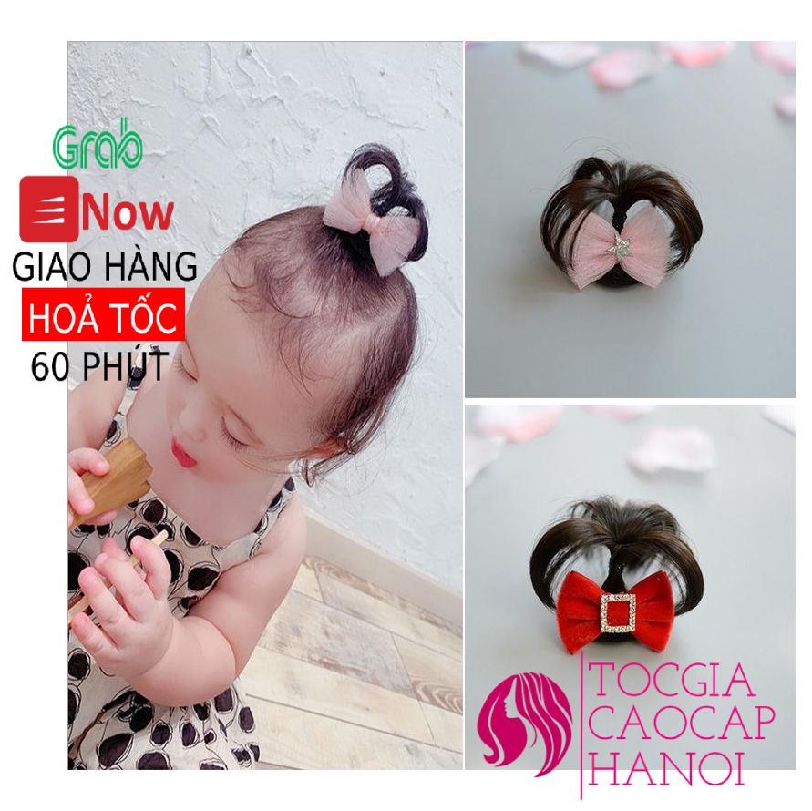 Tóc giả trẻ em- Búi Natra gắn nơ, kẹp tóc cây dừa cho bé (Link 3)