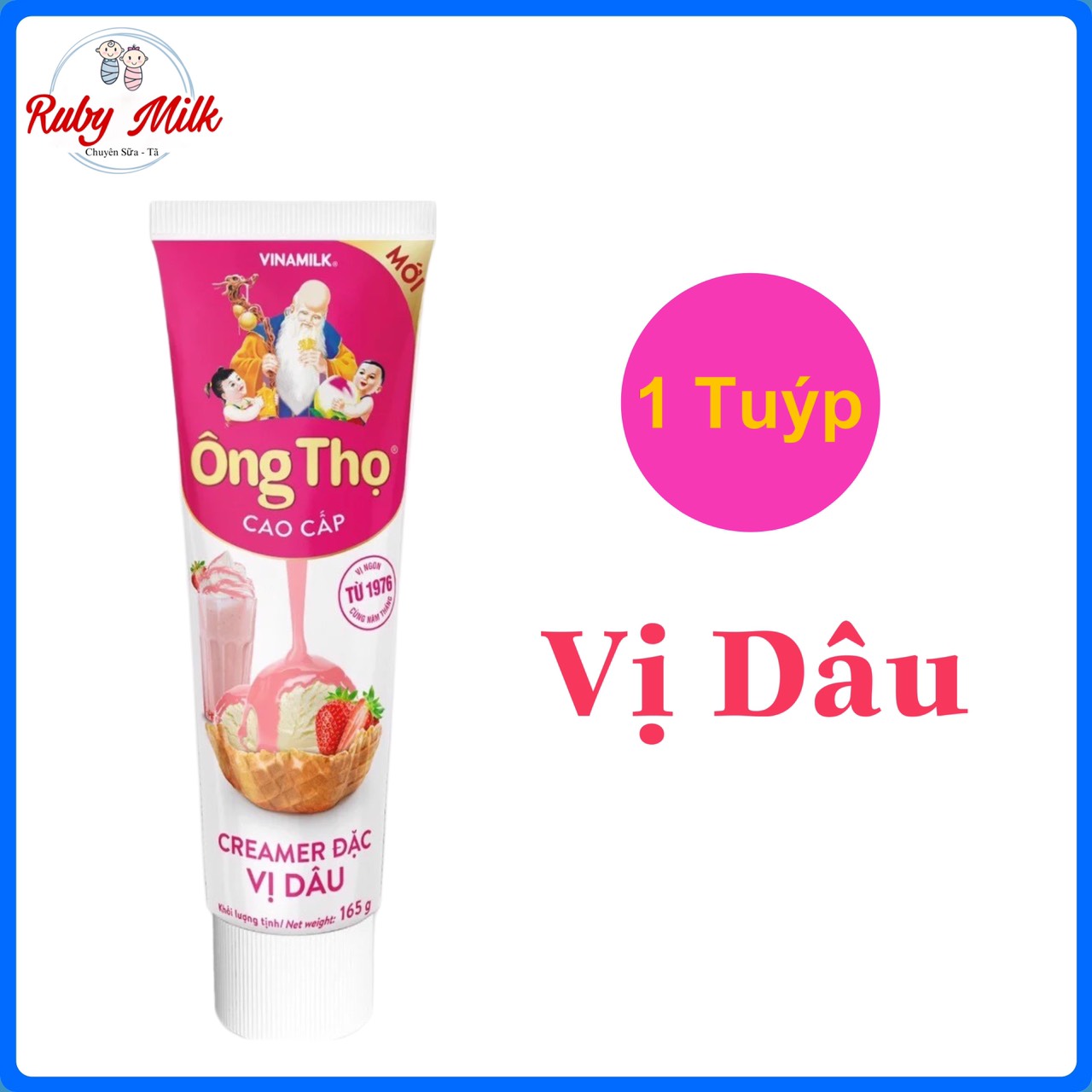 Sữa đặc có đường ông thọ tuýp vị dâu 165g