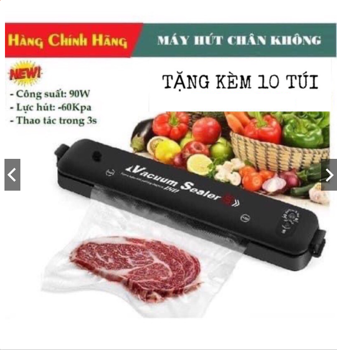 Máy Hút Chân Không Thực Phẩm Kèm Hàn Miệng Túi Vacuum Sealer ( tặng 10 túi hút ) giá sỉ
