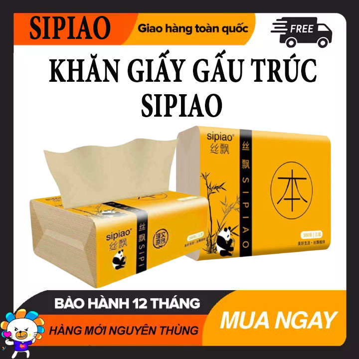 [HCM]Thùng 30 gói Khăn giấy rút giấy ăn gấu trúc SIPIAO làm từ sợi tre siêu mềm siêu dai. Bảo Hành 12 tháng.