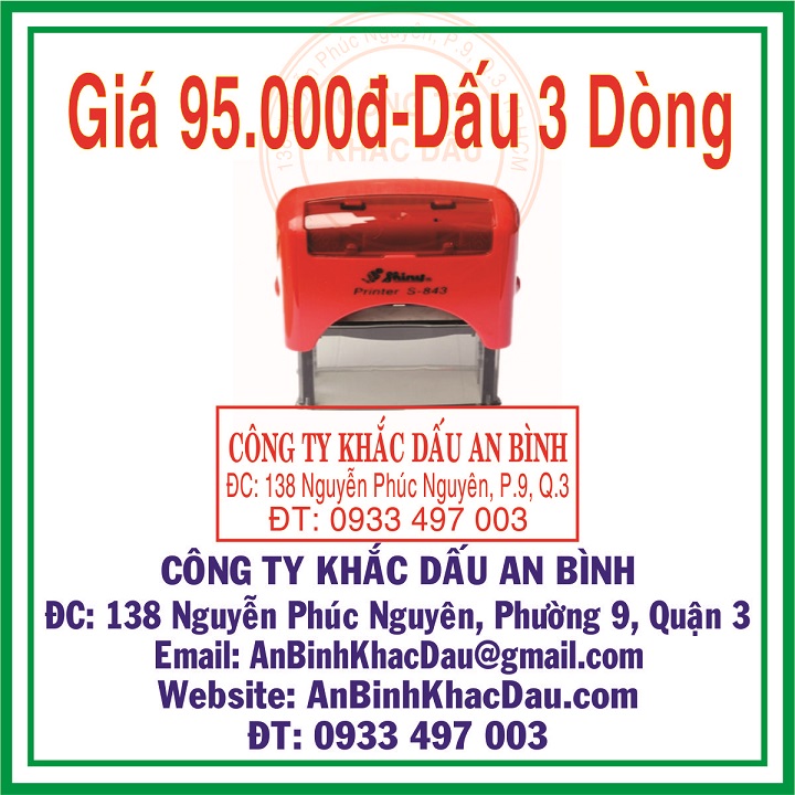 [HCM]dấu 3 dòng mộc 3 dòng dấu cửa hàng
