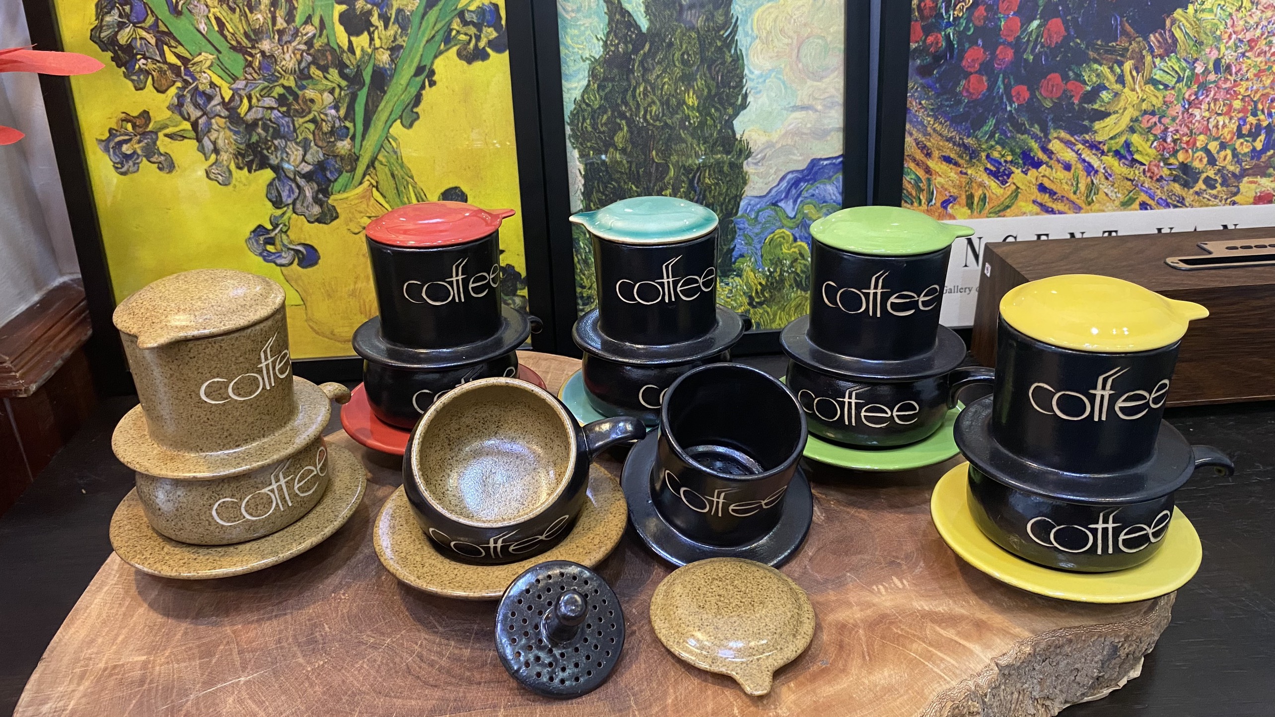 Bộ phin cafe lõm chữ coffee - Gốm sứ Bát Tràng/ Ly uống coffee