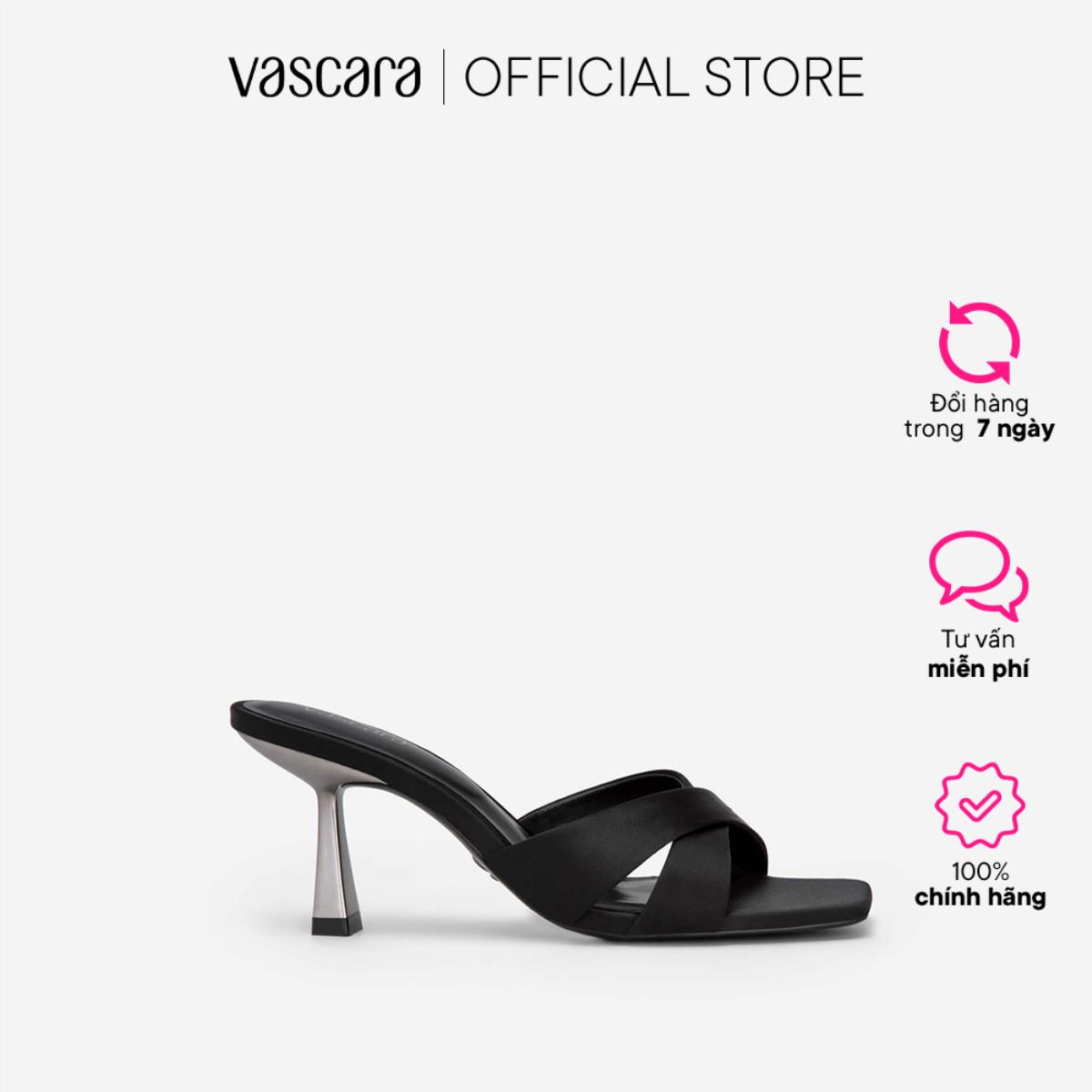 Vascara guốc satin quai đan chéo spool heel - gnn 0181
