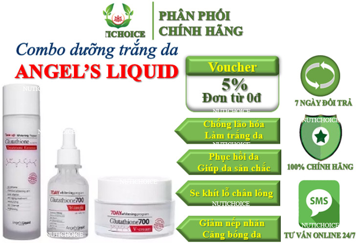 Bộ sản phẩm trắng da, chống lạo hóa Angel s liquid 7day whitening program