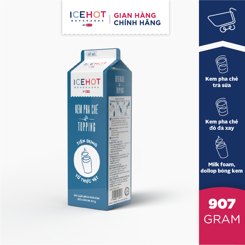 Kem pha chế topping icehot hộp 907g