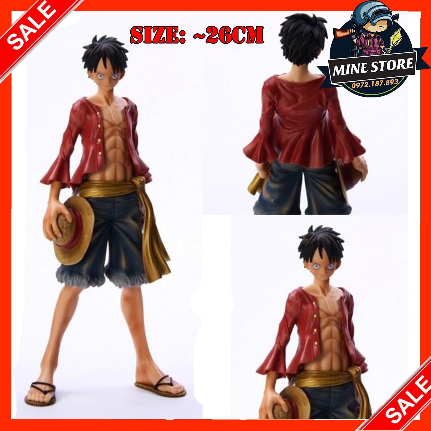 [SIZE ĐẸP 26CM] Đồ Chơi Mô Hình Nhân Vật Luffy One Piece - Mô Hình One Piece Mũ Rơm Giá Rẻ