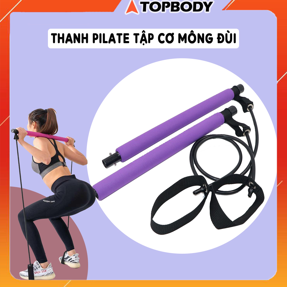Thanh tập cơ Mông Đùi pilates bar Topbody, Thanh tập đa năng có dây kháng lực dụng cụ tập toàn thân TOPBODY-GAYTA01