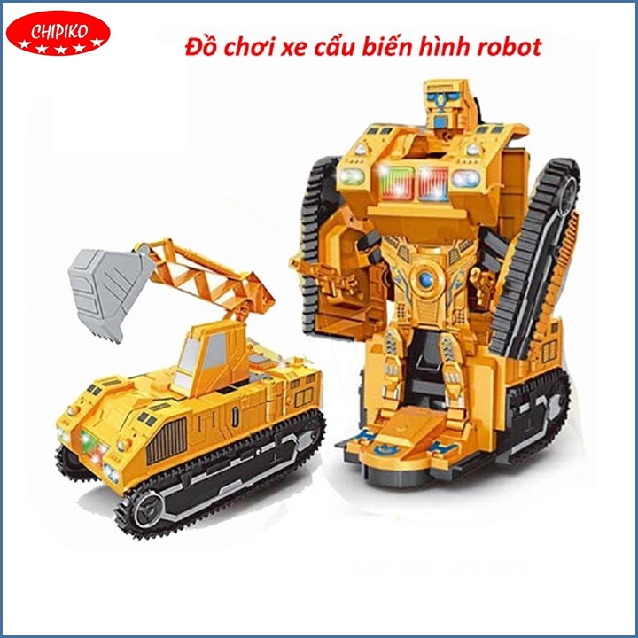 Xe cẩu biến hình robot, xe ô tô biến hình robot, đồ chơi trẻ em cao cấp