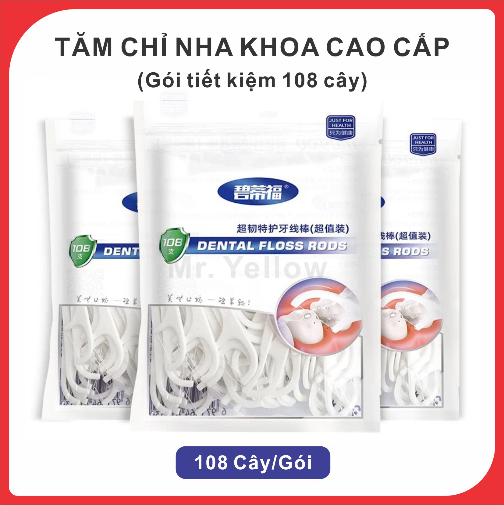 Tăm chỉ cao câp gói tiêt kiệm 108 cây, vệ sinh răng miệng