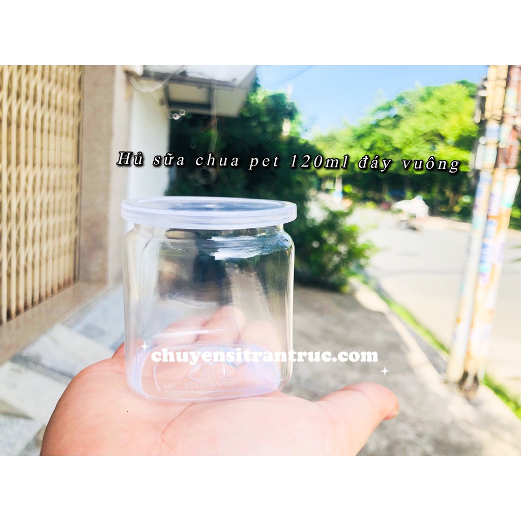 Hủ nhựa đựng trong suốt 120ml nhựa đáy vuông không chịu nhiệt