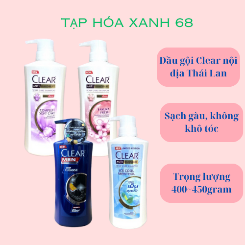 Dầu gội clear sạch gàu mát lạnh anh đào thảo dược chính hãng thái lan 400ml ~ 450ml