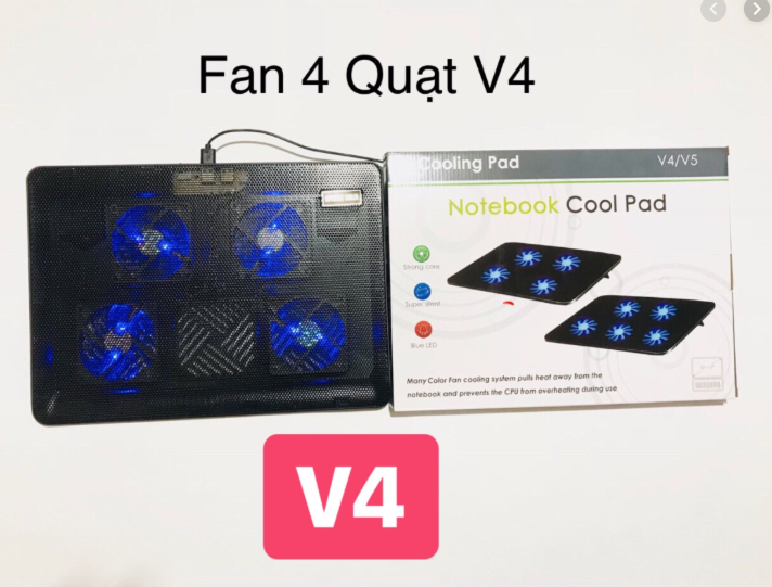 ĐẾ TẢN NHIỆT LAPTOP 4 QUẠT V4 - HÀNG NHẬP KHẨU