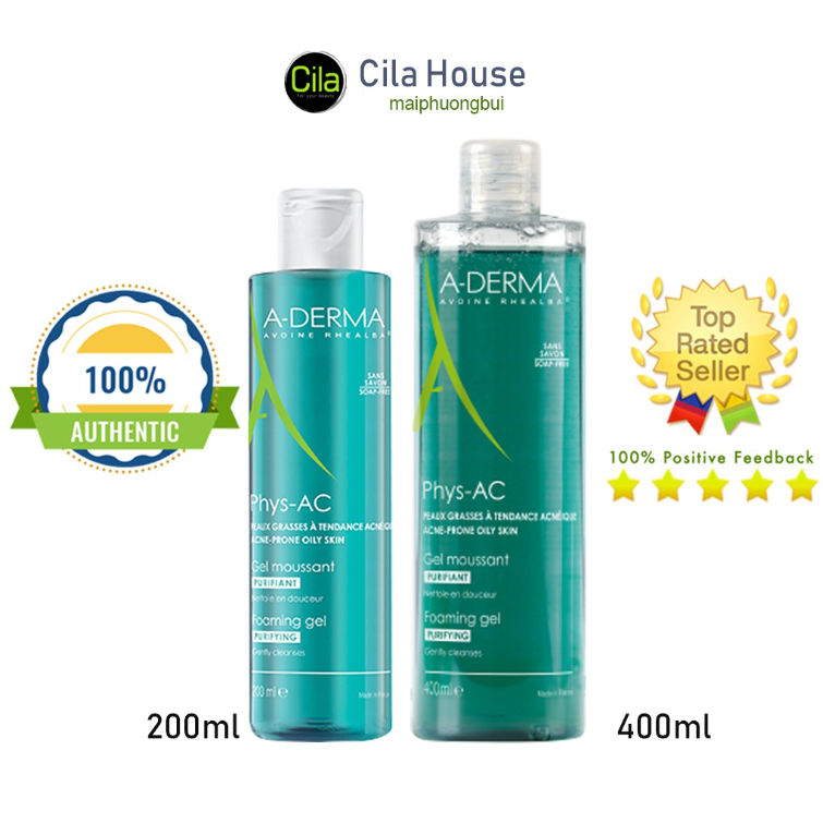Hoàn tiền 15% - sữa rửa mặt aderma phys-ac gel dành cho da dầu mụn nhạy cảm - cila house