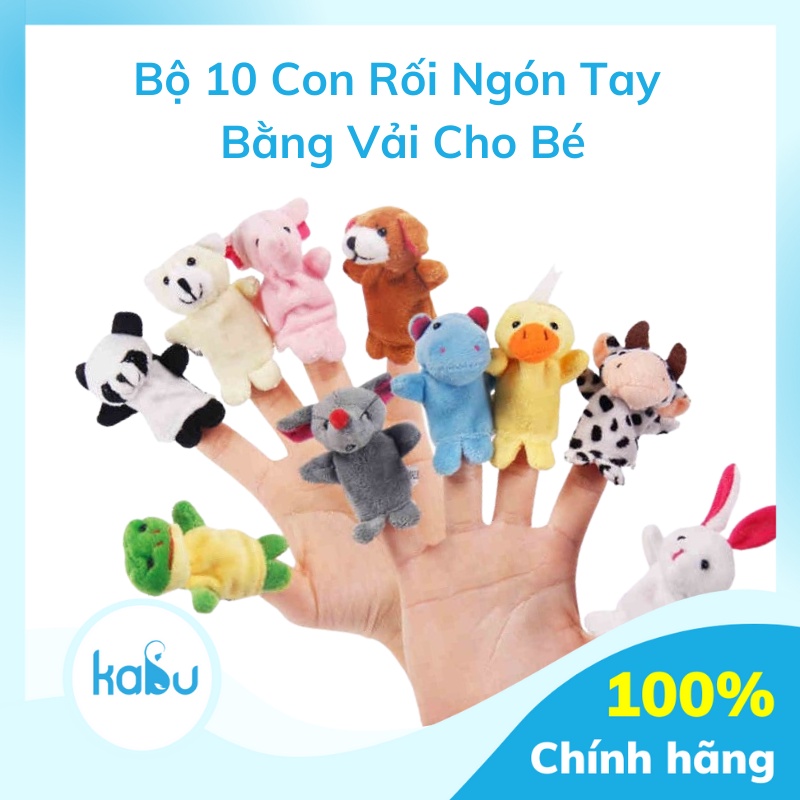 Kabu - bộ rối 10 ngón tay bằng vải cho bé, bộ thú rối xỏ ngón tay bằng vải cho bé
