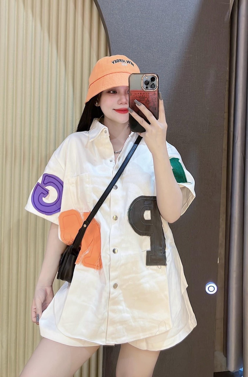 set bộ jean nữ form rộng quần đùi thời trang , bộ bò đùi nữ dáng rộng mặc cực thoải mái