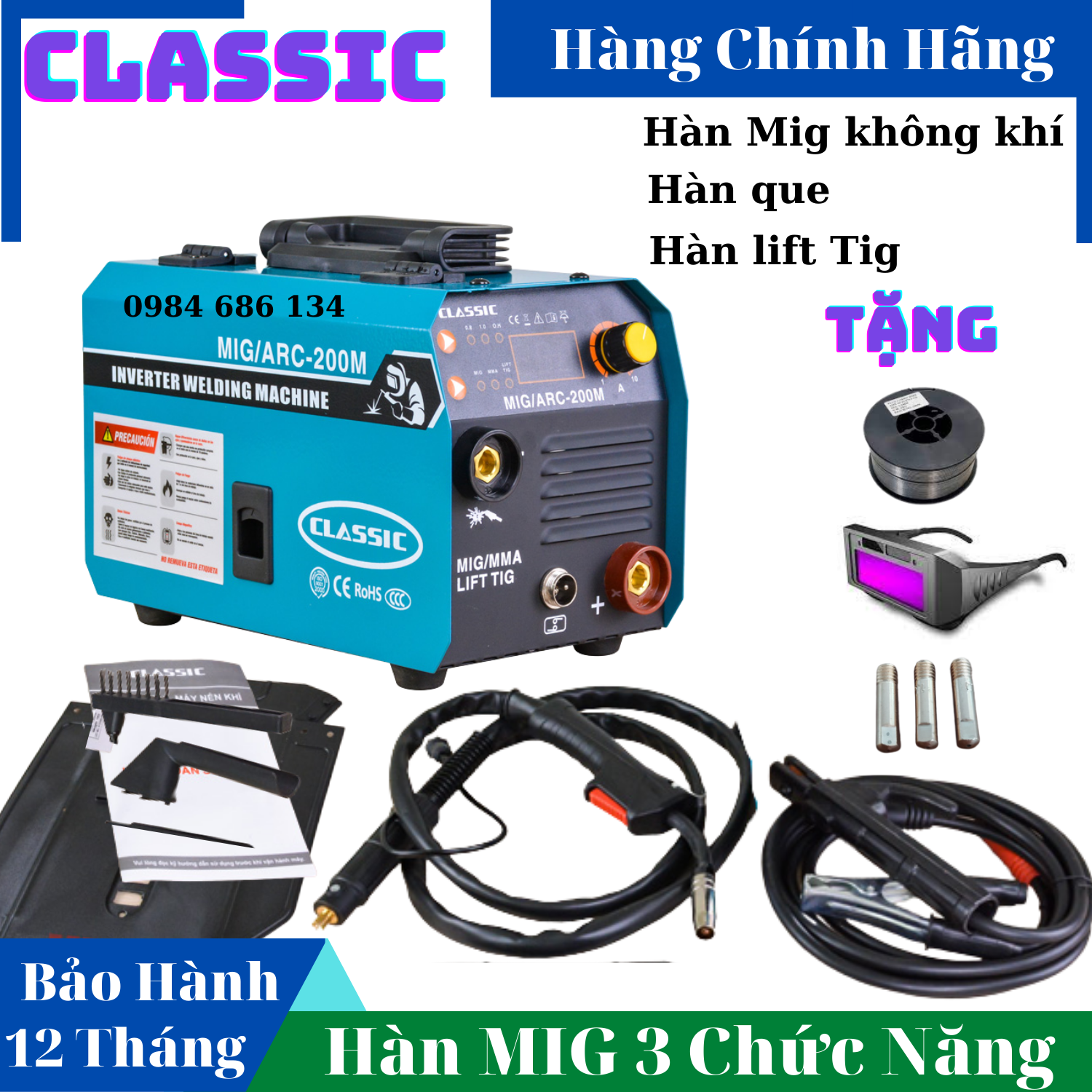 Máy hàn mig 3 chức năng classic mig/arc 200m
