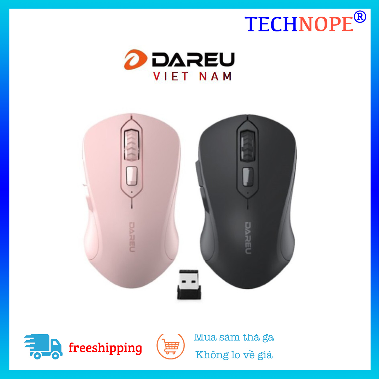 Chuột không dây DAREU LM115G Pink / Black - Kết nối xa 10m - Bảo hành 24 tháng Toàn Quốc