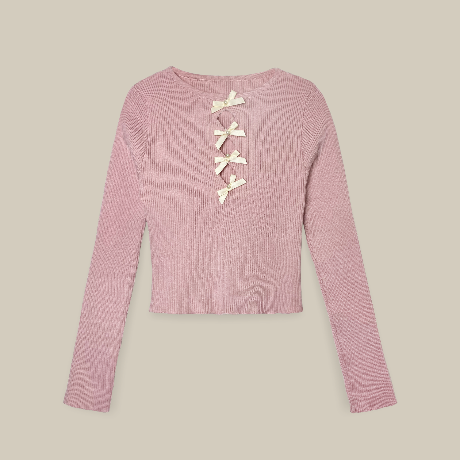 Áo len dáng croptop đính nơ ngực NAKED by V - Basic Bow Sweater