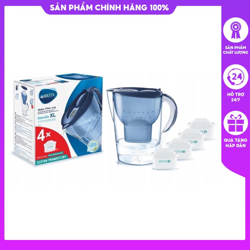 Bình lọc nước Brita Marella XL kèm 4 lõi lọc