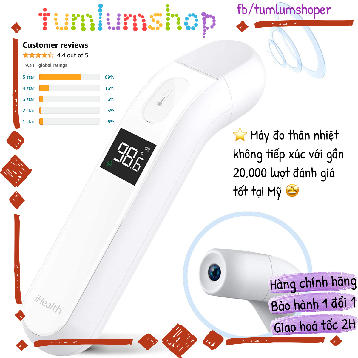 Nhiệt kế điện tử Máy đo thân nhiệt iHealth Thermometer