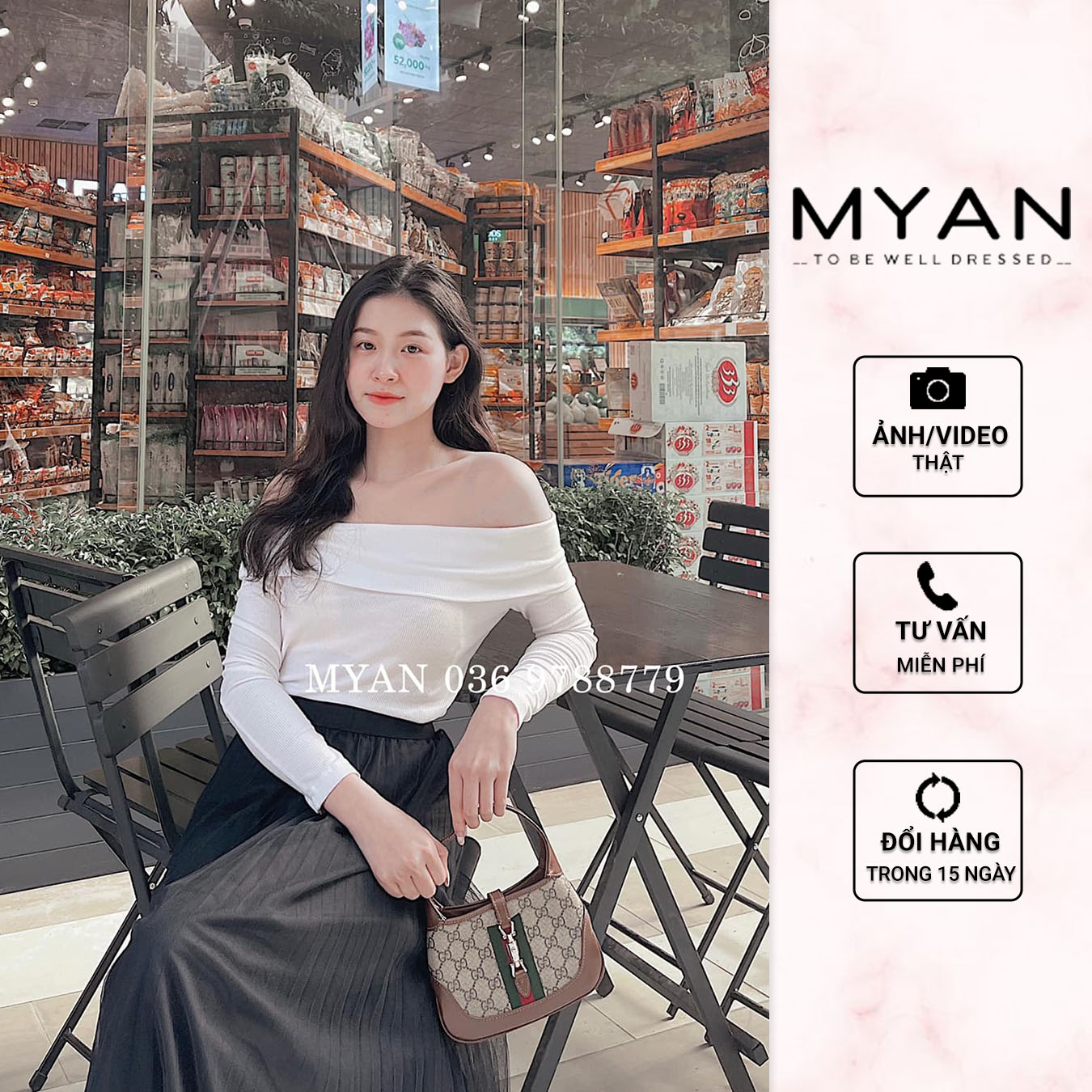 Áo thun len nữ trễ vai dài tay màu trơn myan - avn122102