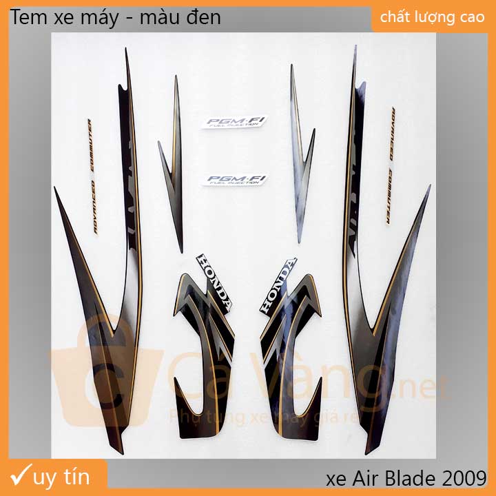 Tem xe máy Air Blade loại 3 Lớp - màu ĐEN chưa có logo chữ nổi
