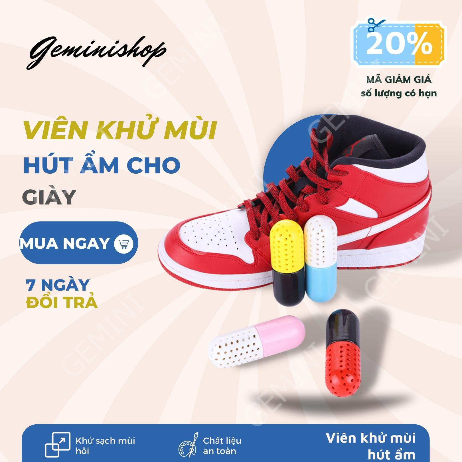 Viên Hút Ẩm Và Khử Mùi Đa Năng VK8 Cho Giày Dép, Quần Áo, Máy Ảnh, Linh Kiện Điện Tử GEMINI SHOP