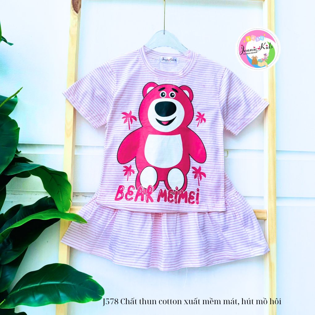 Set áo váy dành cho bé gái 12 đến 25kg xuất dư vnxk jennie kids J578 - 4
