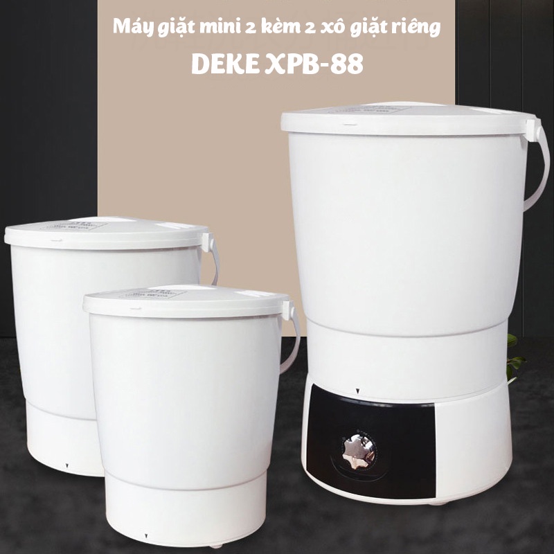 Máy giặt mini DEKE XPB-45 xoáy cực mạnh đảo chiều 2 lồng giặt quần áo giầy dép riêng biệt giặt 4kg