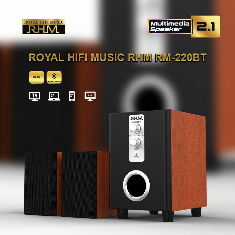 Loa vi tính 2.1 royal hifi music rhm rm-220bt – kết nối bluetooth 5.0