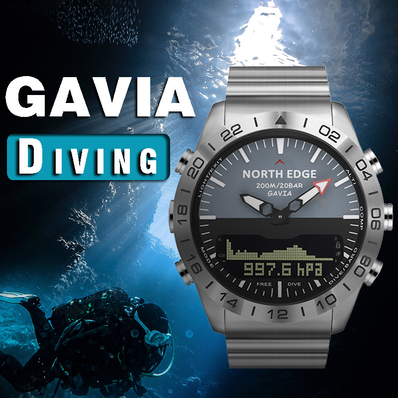 NORTH EDGE GAVIA  Thể Thao Ngoài Trời Chuyên Nghiệp   Đồng Hồ Đeo Tay Chống Nước   Bơi Lội   Thể Thao Hiển Thị Kép   Máy Đếm Bước Chân   Chiều Cao   Áp Suấ