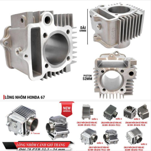 Lòng nhôm 67 / dream 100 - 49 cc / 100cc sum racing