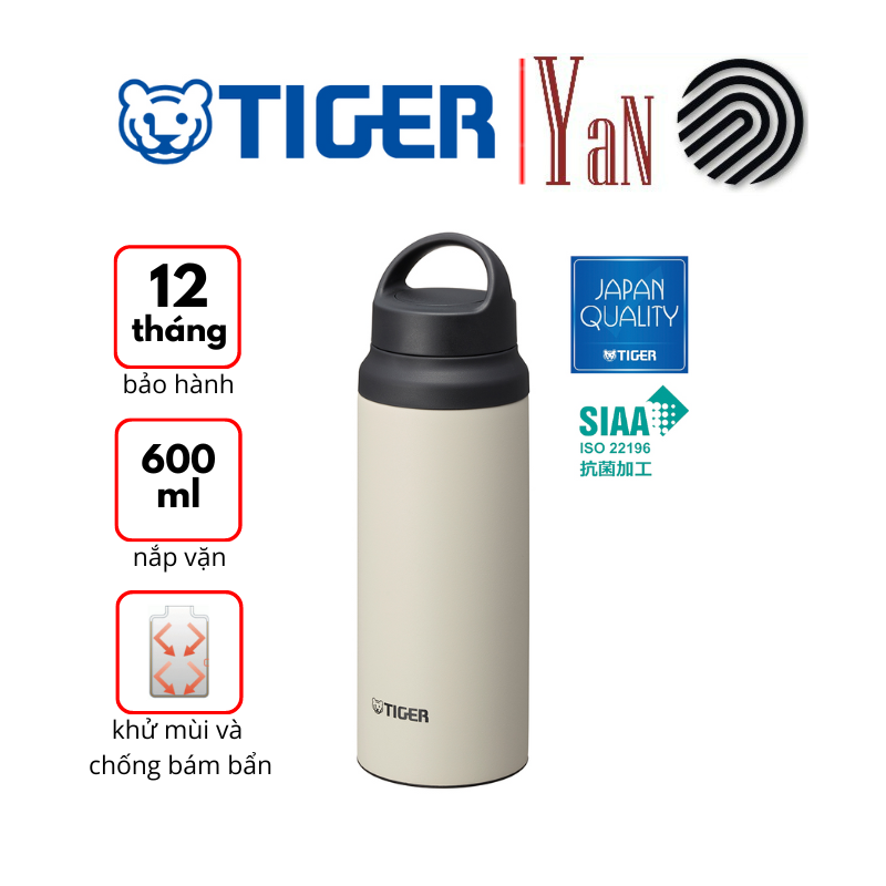Bình giữ nhiệt tiger mcz-s060 - nắp vặn quay xách - 600ml - hàng chính hãng