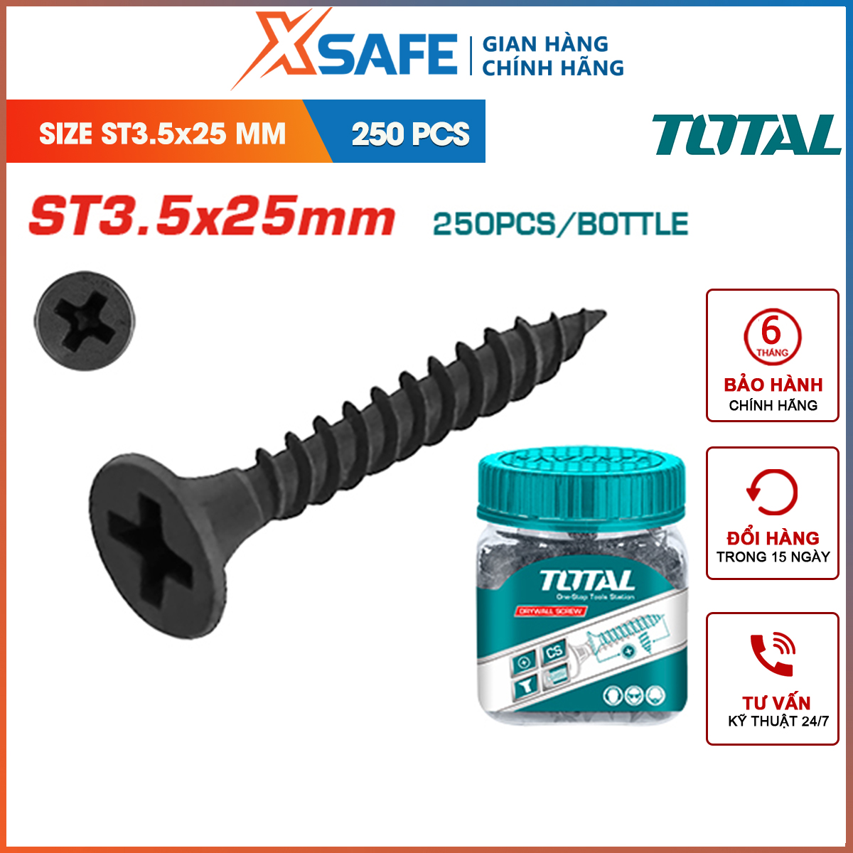 Bộ 250 vít bắt tường ST3.5x25mm