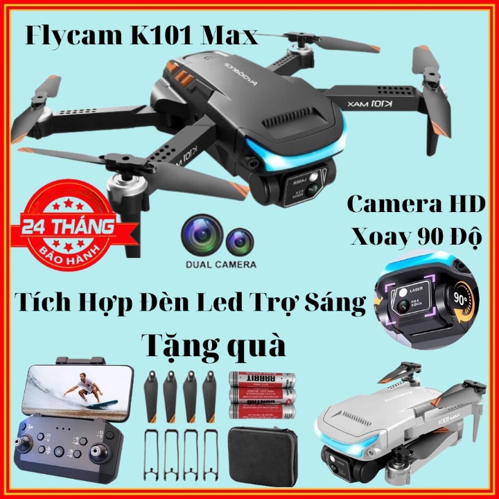 Flycam Drone Camera 4k, Máy Bay Có Camera BẢO HÀNH 12 THÁNG Flycam drone mini K101 MAX quay phim, chụp ảnh - Laycam Điều khiển Từ Xa - Phờ Lai Cam - Fly cam giá rẻ - Plycam chất hơn f11 pro 4k, Mavic 2 Pro, l900 pro