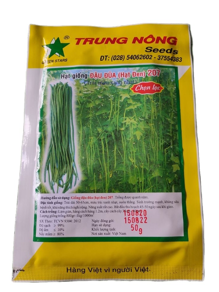 Hạt giống đậu đũa Trung Nông 207 (trái màu xanh nhạt)(Hạt đen) CHỌN LỌC