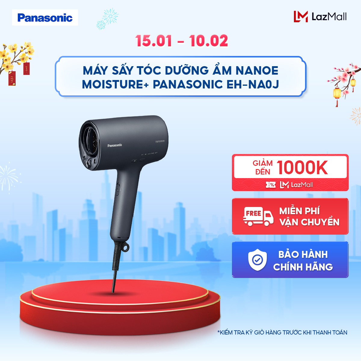   Độc quyền Online Máy sấy tóc dưỡng ẩm nanoe moisture+ Panasonic EH-NA0J giảm khô tóc - thẩm thấu sâu để tóc bóng mượt - Giảm tình trạng chẻ ngọn 