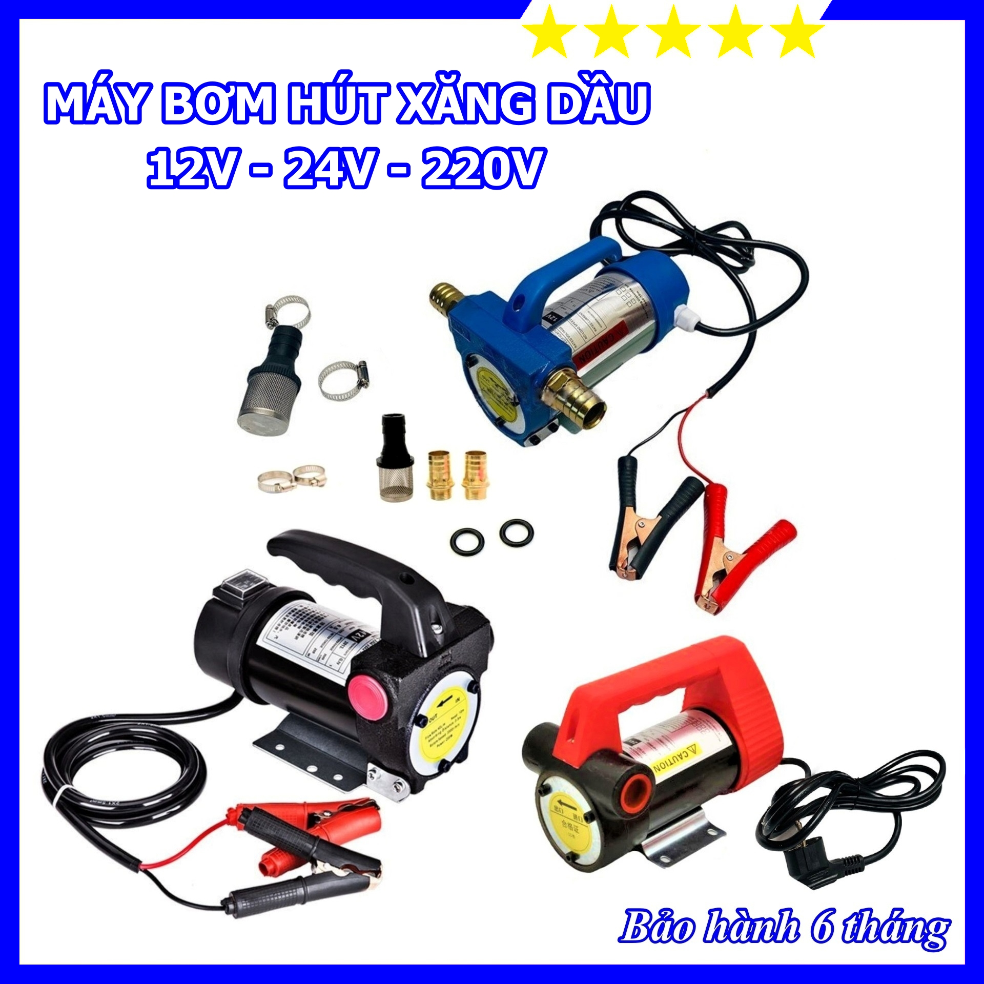 Máy bơm xăng dầu - máy bơm dùng để bơm xăng dầu 12v-24v-220v - bảo hành 6 tháng