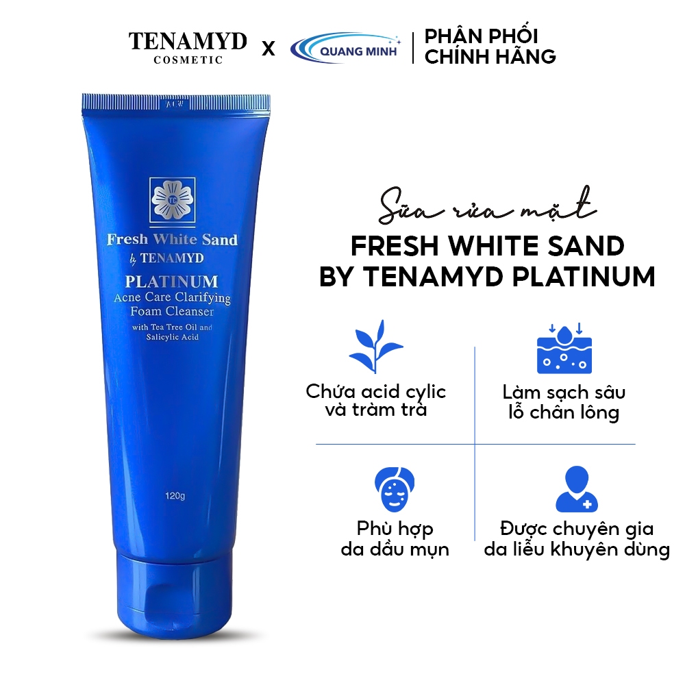 Sữa rửa mặt dành cho da mụn Fresh White Sand By Tenamyd Platinum Acne Care Clarifying Foam Cleanser