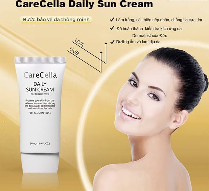 Kem chống nắng làm trắng và giảm nhăn siêu hiệu quả carecella