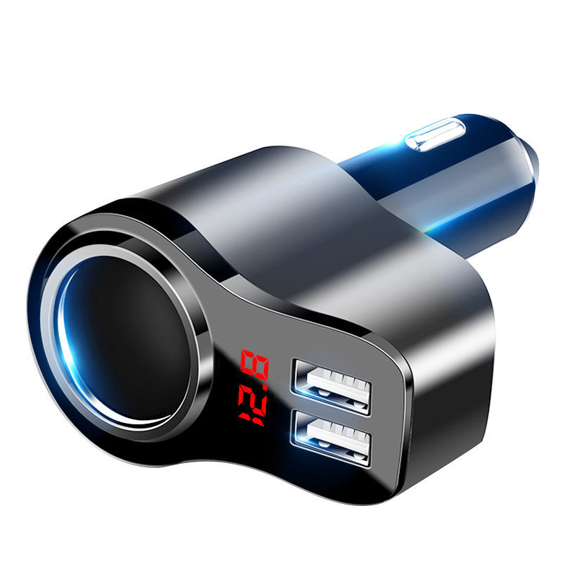 Kép USB Car Charger hiển thị kỹ thuật số cổng USB Splitter 12V-24V Ổ cắm điện lá nhẹ hơn Outlet tự động sạc nhanh