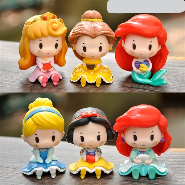 Trang trí bánh mô hình 6 công chúa Disney chibi